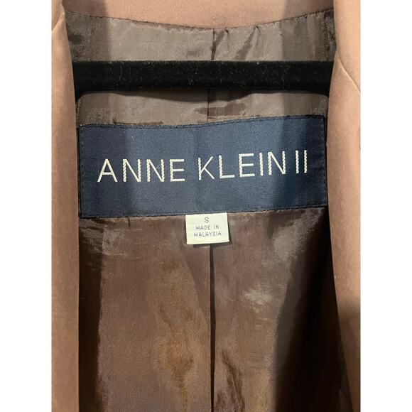 Vintage Anne Klein Women’s Minimalist Oversized Trench Peacoat S Brown - Picture 3 of 8